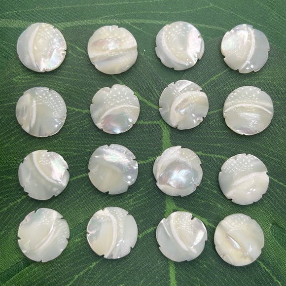 Vintage Hand Carved Mother of Pearl Shell Beads Jewelry Making Lot - Picture 5 of 16